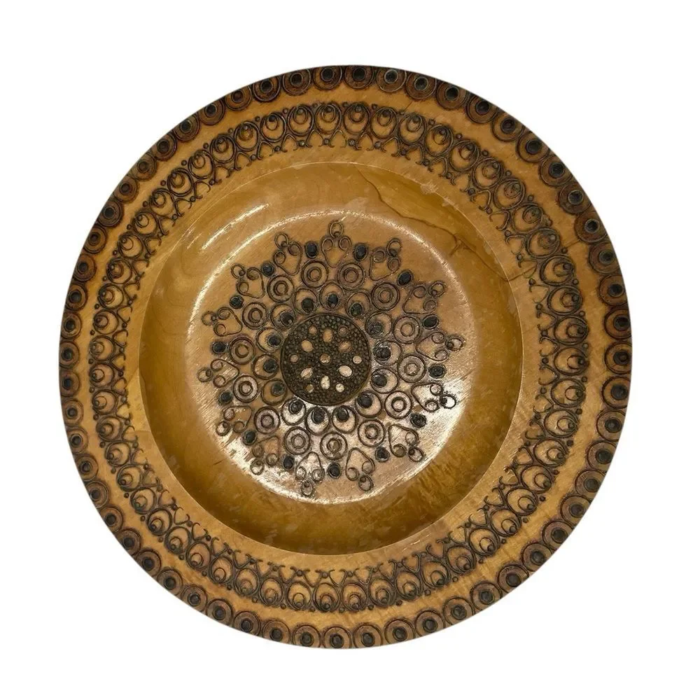 POLSKA Decorative Carved Wood Plate 13